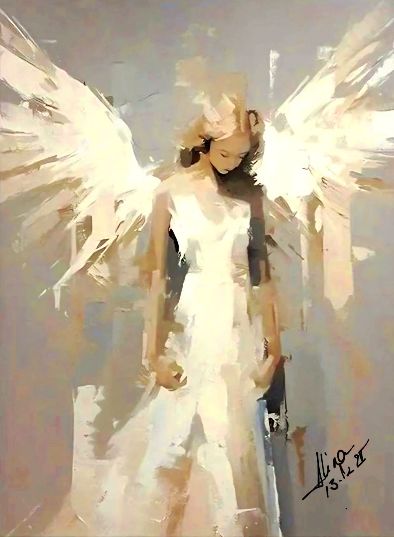 ArteDiAlina.com painting: The Angels are shy